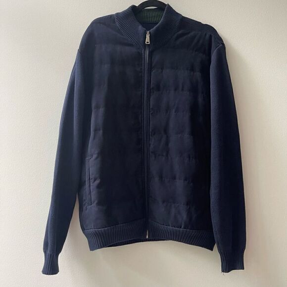 Adolfo
Dominguez Cotton Blend Zip Front Navy Blue Jacket - Large - Like New - Picture 1 of 8